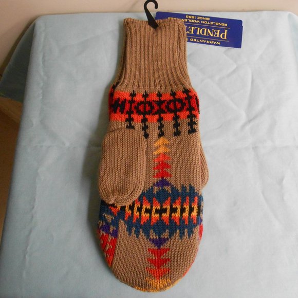 Pendleton Southwestern Aztec Native American Pattern Mittens Size S/M Beige New - Picture 4 of 10